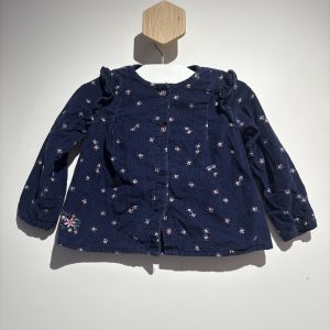 Chemisier épais velours cotelé bleu et motif fleurs Sergent Major 2 ans