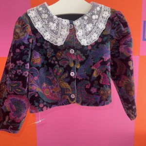 Gilet vintage en velours col dentelle St Michael 3 ans