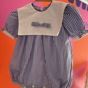Barboteuse vintage rayée bleu et blanc Jacadi 6 mois