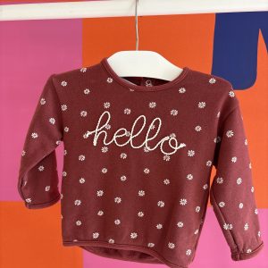 Pull bordeau motif marguerite Kiabi 18 mois