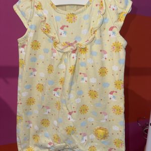 Barboteuse jaune motifs soleil nuage lune Sergent Major 9 mois