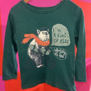 Tshirt manches longues vert, ours à vélo, Tissaia 4 ans