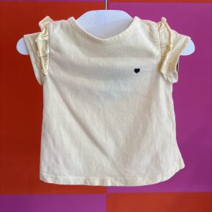 Tshirt jaune à volant petits coeurs Kiabi 3 mois