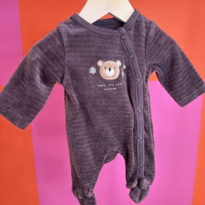 Pyjama marron velours avec tête d'ours "it's cold outside" Kiabi naissance