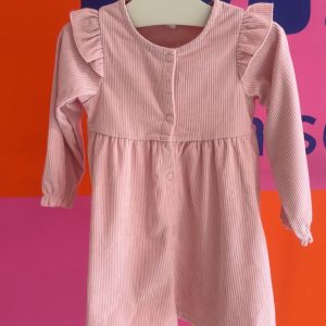 Robe manches longues rose velours cotelé Obaibi 2 ans